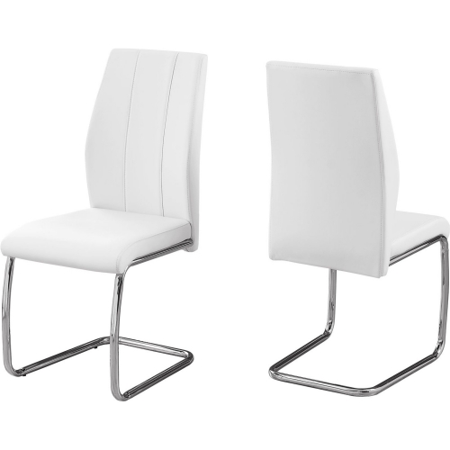 Dining Chair in White Leatherette on Chrome (Set of 2)